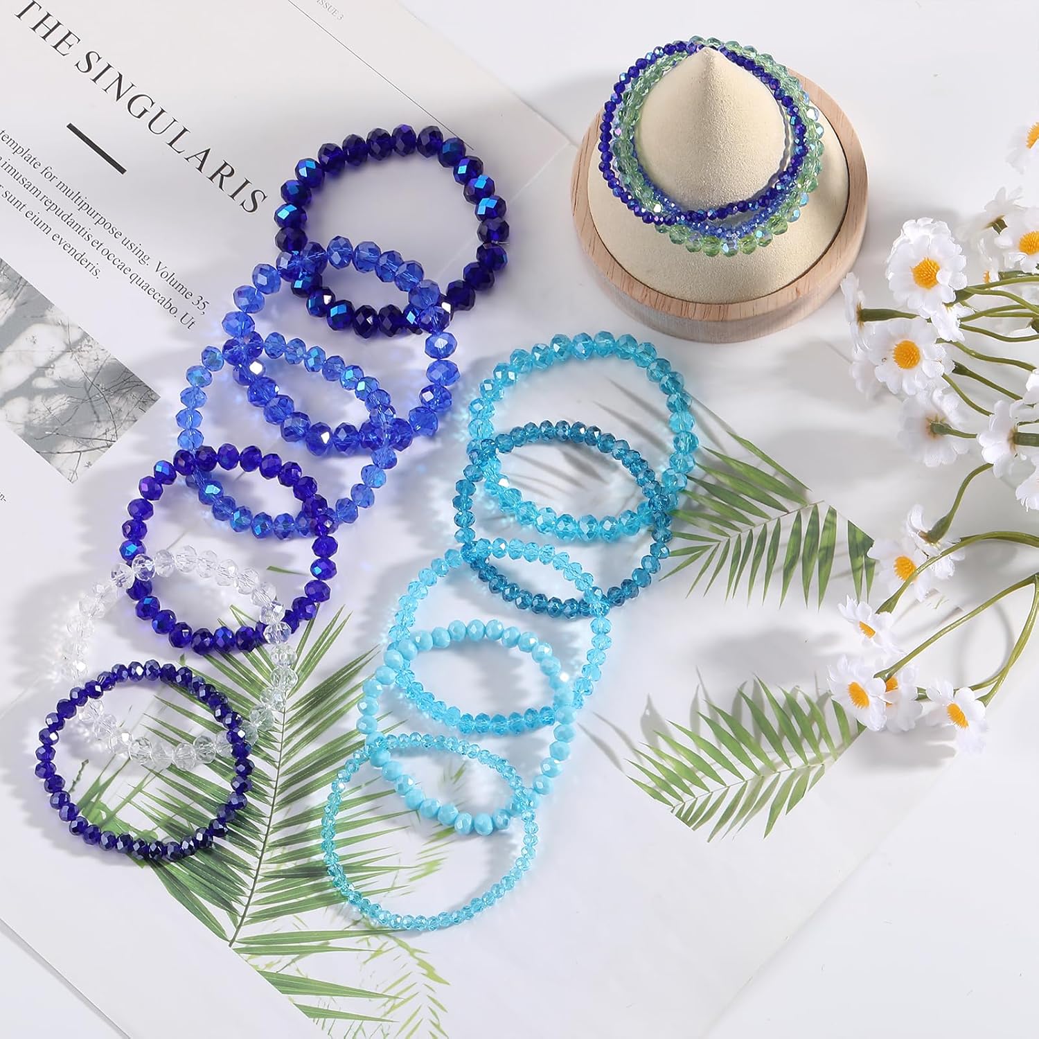 70 PCS Beaded Bracelets Crystal Stackable Bracelets for Women Elastic Stretch Bracelets Bulk Faceted Colorful Glass Bead Bracelets Jewelry Gifts - Image 6