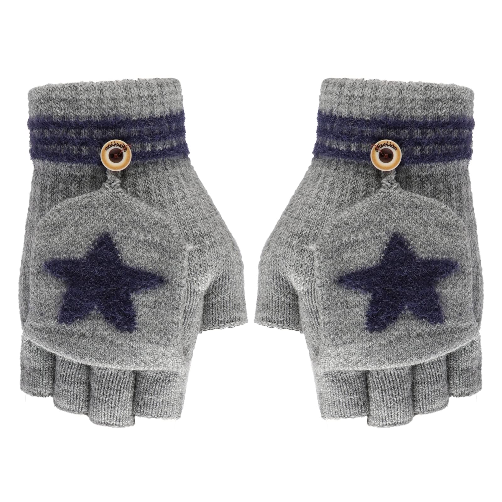 ZACPNCV Kids Fingerless Gloves Winter Flip Top Gloves Knitted Mitten With Cover Convertible Warm Gloves For Toddler Boys Girl Pink