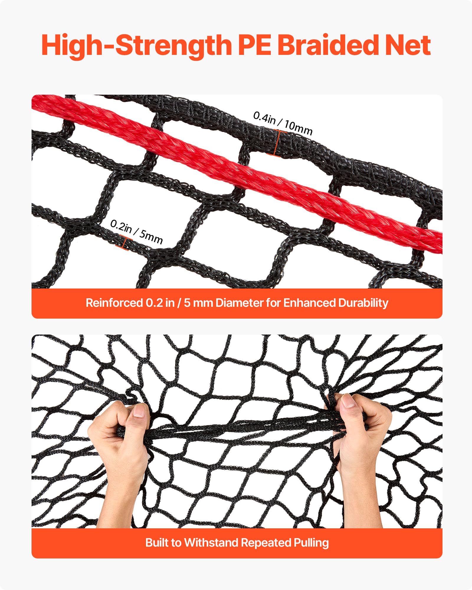VEVOR Rete per Balle di Fieno Rotonde 1,8 x 1,8 x 1,8 m, Fori da 38,1 x 38,1 mm, Materiale PE, Design Senza Nodi, con Fascette, Navetta per Aghi, Spago di Riparazione e Borsa per la Conservazione