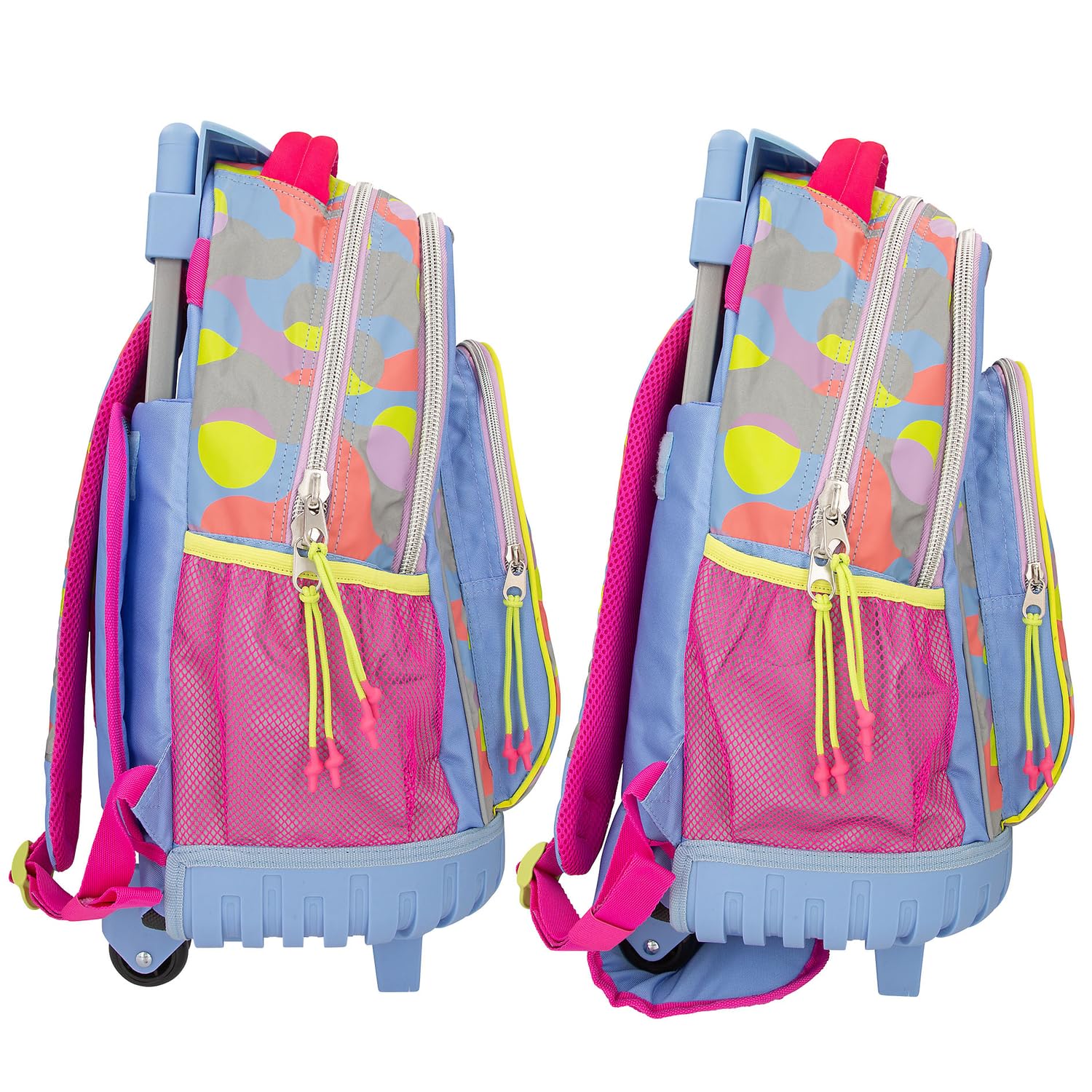 Depesche 12770 TOPModel Flash - Mochila escolar con diseño de modelo y diseño gráfico colorido en material reflectante, bolsa de escuela con asa telescópica y ruedas