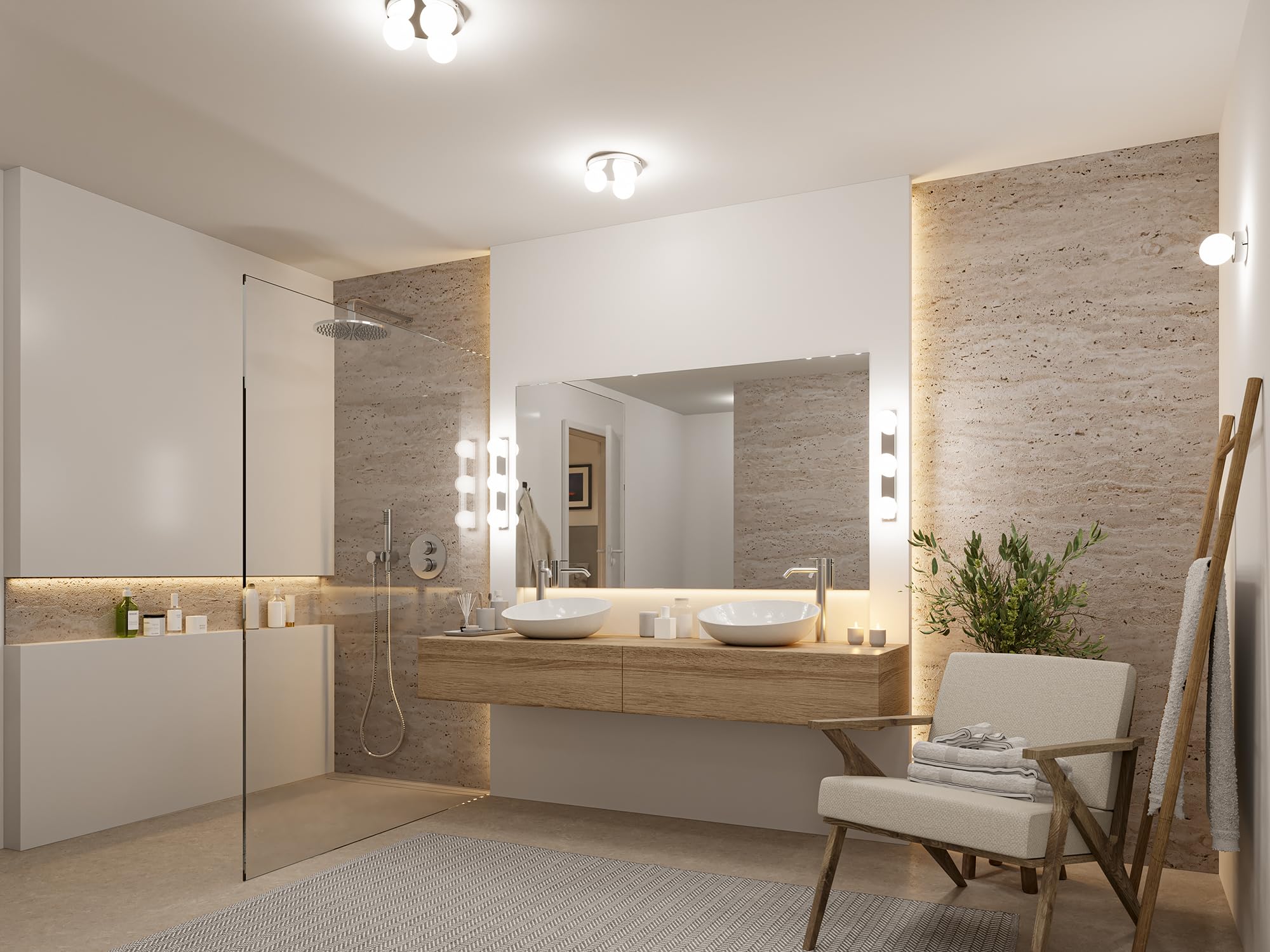 Paulmann 71062 Deckenleuchte Selection Bathroom Gove IP44 G9 230V max. 3x20W dimmbar Chrom, Satin Badleuchte - ohne Leuchtmittel