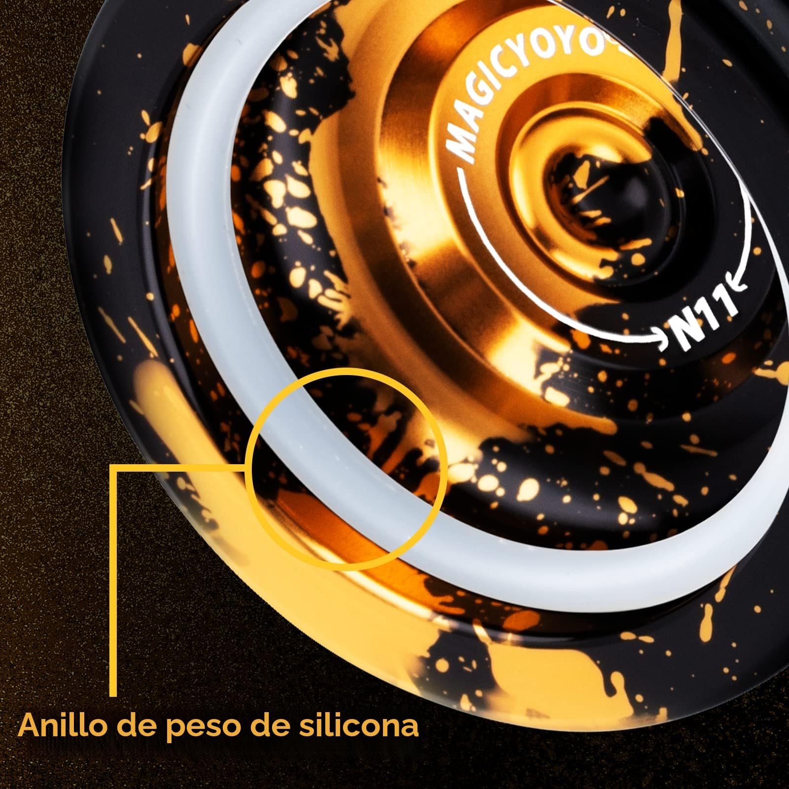 Magicyoyo JoJo N11 Plus profesional reactivo para niños – Yo de metal de doble uso con modo no reactivo + juego de rodamientos + 12 cuerdas + bolsa (negro dorado)