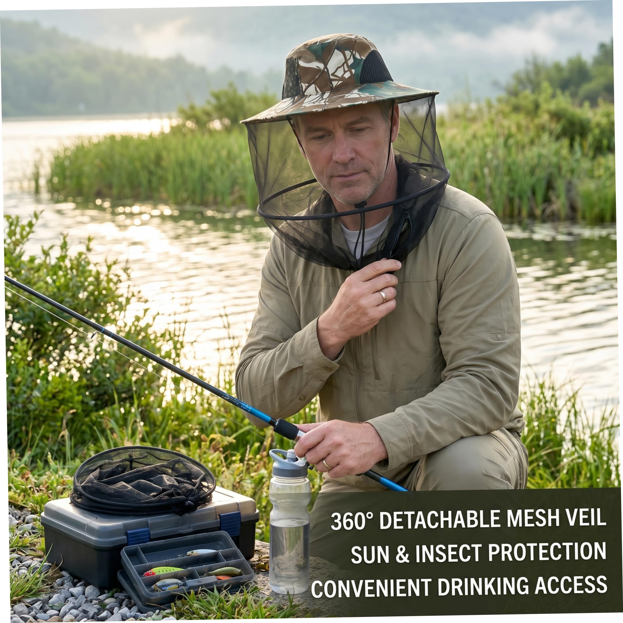 Cappelli Anti-Insetto con Rete 4 Pezzi Sistema operativo Nero, Design Leggero e Pieghevole Adatto alla Maggior Parte delle Donne per la Pesca e Il Giardinaggio