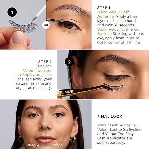 Miniatura 5 de Pestañas postizas de terciopelo sin esfuerzo, pestañas postizas de aspecto natural, pestañas esponjosas y ligeras sin recortes, pestañas postizas