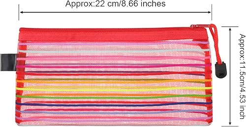 Miniatura 6 de Bememo 12 piezas 6 colores cremallera malla bolsa multiusos bolsa de viaje para cosméticos, suministros de oficina, accesorios de viaje, Amarillo