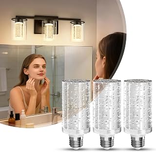 Briignite LED Light Bulbs, 3000K Dimmable Decorative Bubble Light Bulb | 3 Pack Led Bulbs 40 Watt Equivalent Modern Acrylic Bulbs E26 Warm White 5W Suitable for Vanity Lights Chandelier Wall Sconce