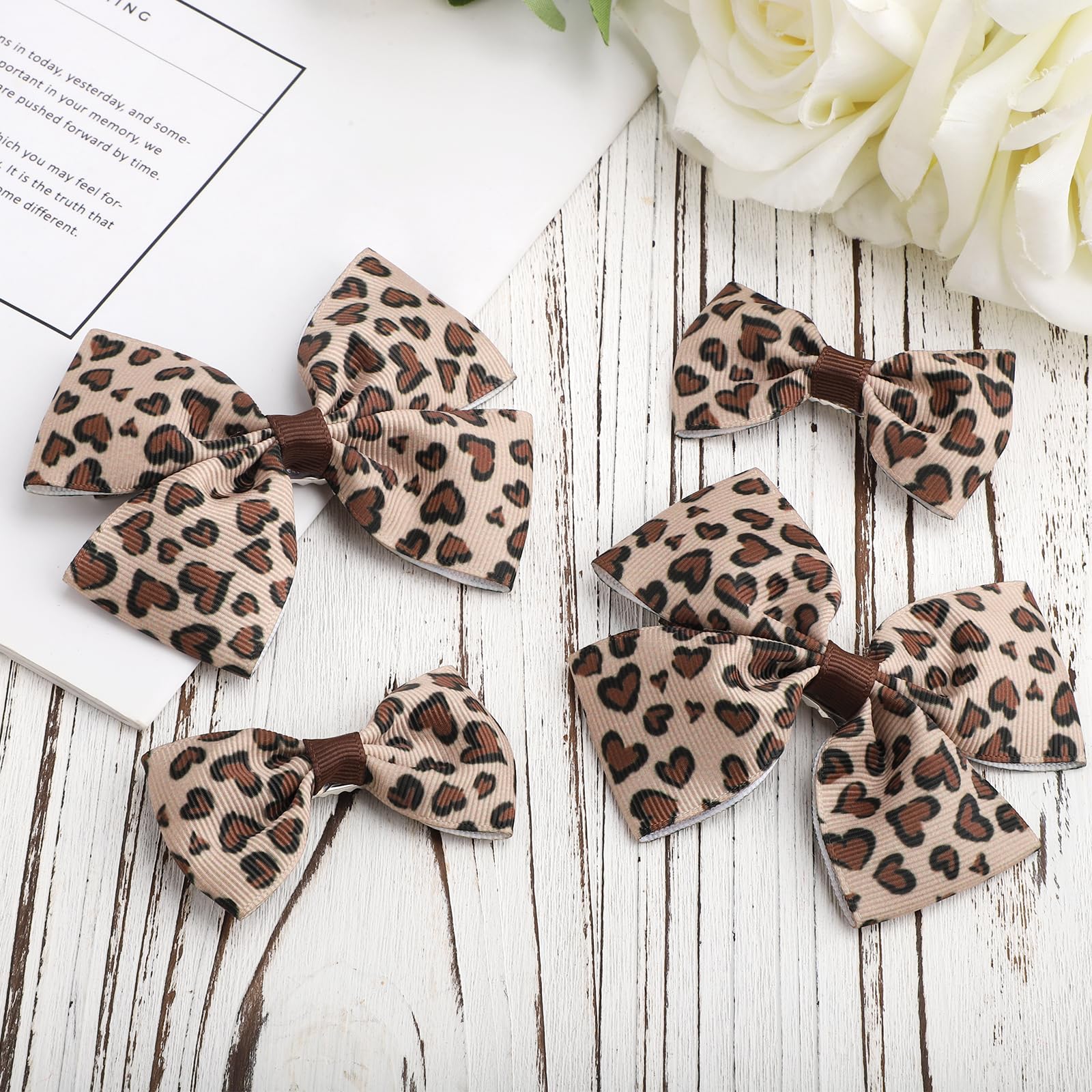 4pcs Leopard Bow Hair Clips - Image 3