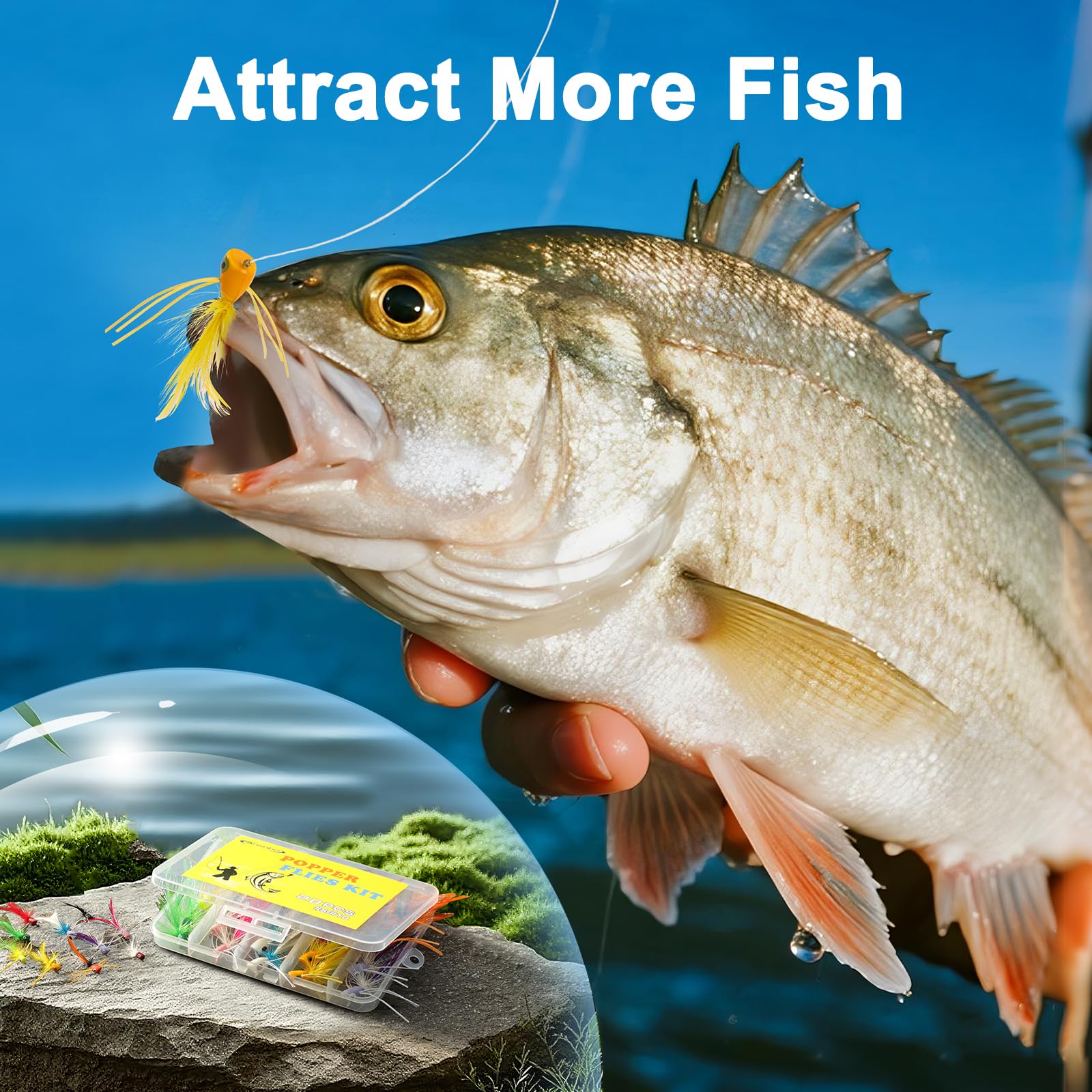 Fly Fishing Poppers Flies for Trout Bass Salmon Panfish Bluegill Crappie Fly Popper Lures