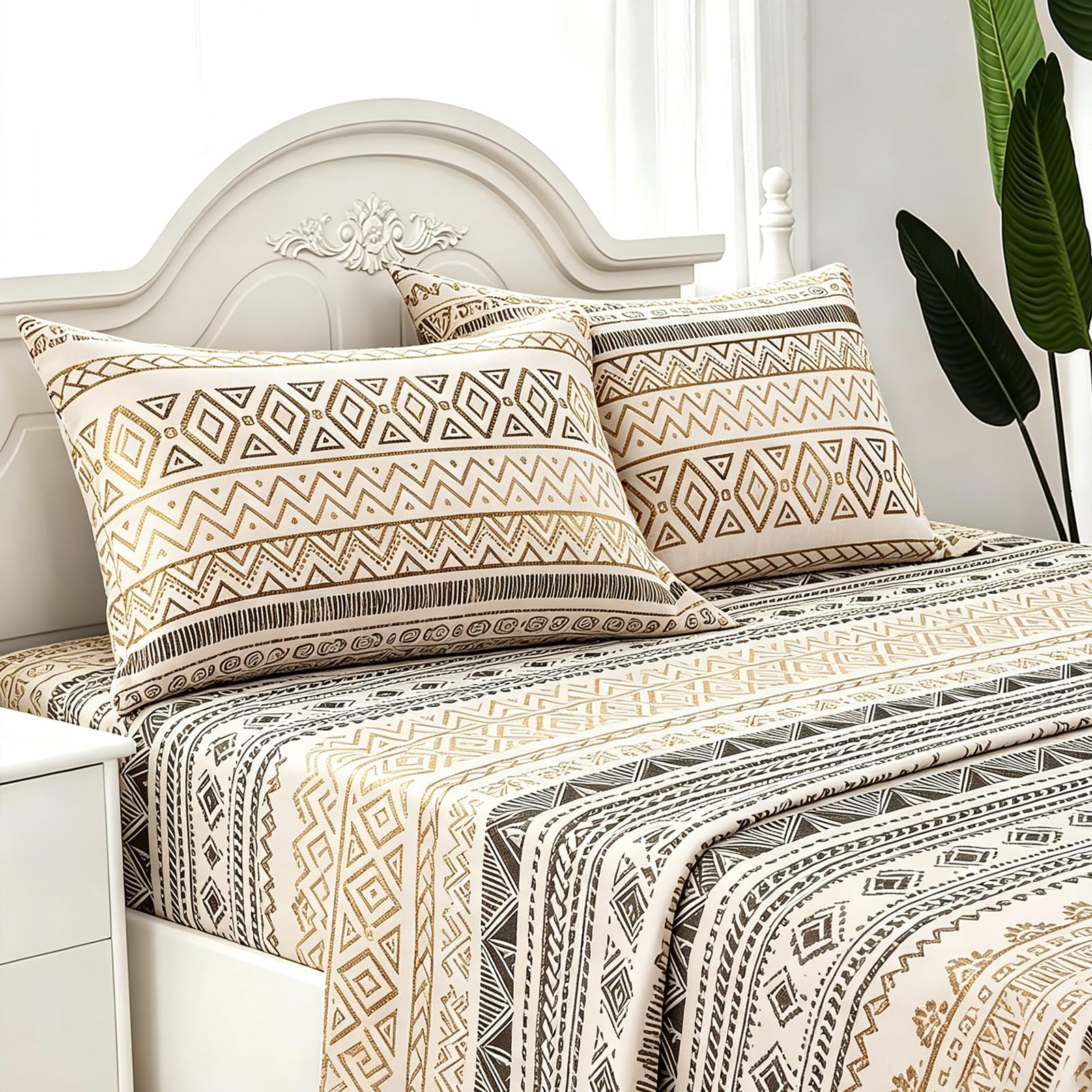 Juego de Sabanas 4 Piezas, para Cama 180x190cm, 100% Poliéster, Amarillo | Bajera de 180x190cm, Encimera de 250x260cm y dos fundas de almohada de 50x75 cm