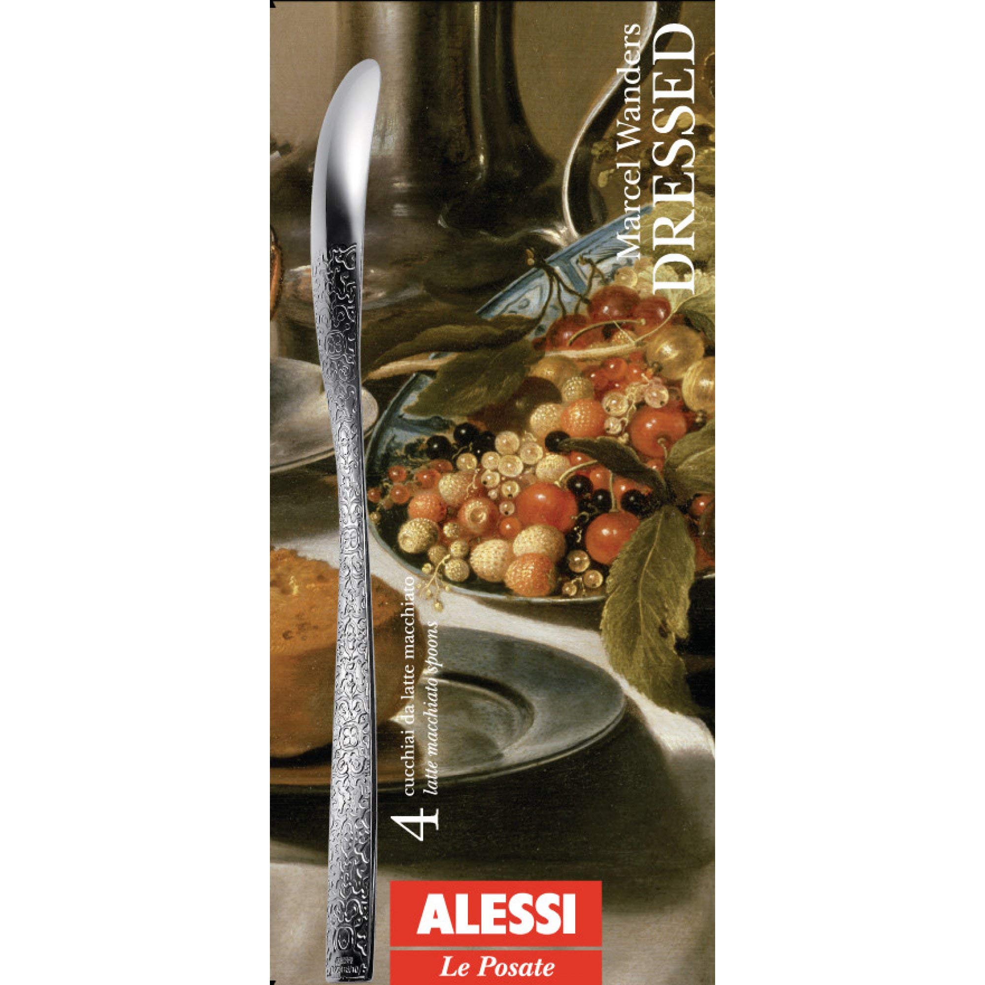 Alessi MW 03/35 S4 Dressed, Set von Vier Latte-Macchiato-Löffeln 18/10, Farbe: Silber, Edelstahl 18/10, poliert, 4 Stück