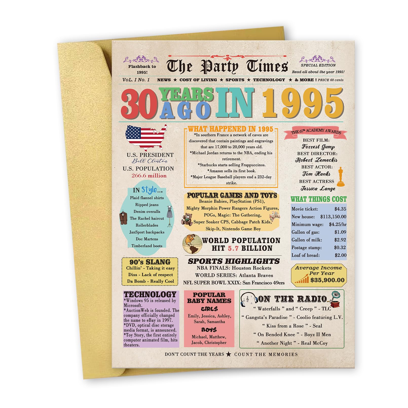 OJsensai Happy 30th Birthday Gifts for Him Her Friends, Vintage 30 Years Old Birthday Card for Husband Wife, Big Thirty Bday Decorations for Women Men