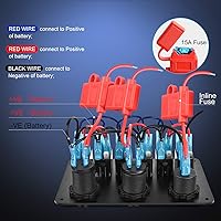 Vista 4 de Nilight - Panel de interruptor basculante de 6 bandas con grabado láser en aluminio, barra de luz LED con encendedor de cigarrillos y cargador USB