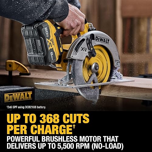 Miniatura 5 de DEWALT Kit de sierra circular inalámbrica sin escobillas de 20 V MAX XR de 7-14 pulgadas con batería y cargador (DCS590WW1)