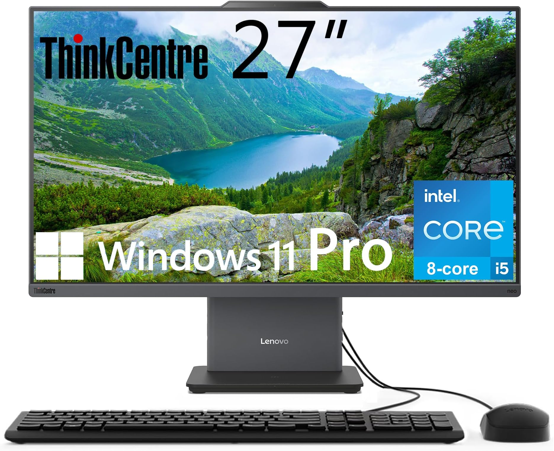 ThinkCentre All-in-One Desktop Computer, 27" FHD IPS Display, 8-core Intel Core i5-13420H, 16GB DDR5, 512GB SSD, Wi-Fi 6, USB-C, HDMI in&Out, Wired KB&Mouse, Windows 11 Pro