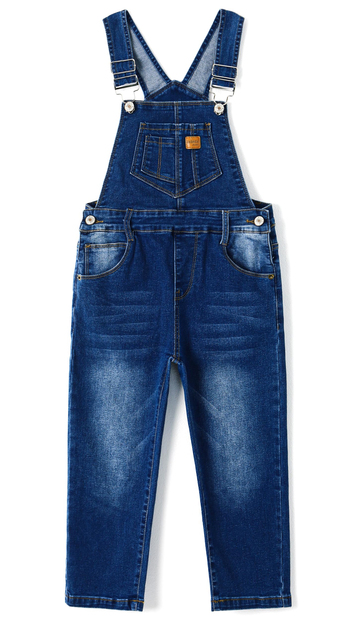 Salopette Jeans Per Ragazze KIDSCOOL SPACE - Pantaloni Svasati Gamba Larga Elastica, Cotone 98%