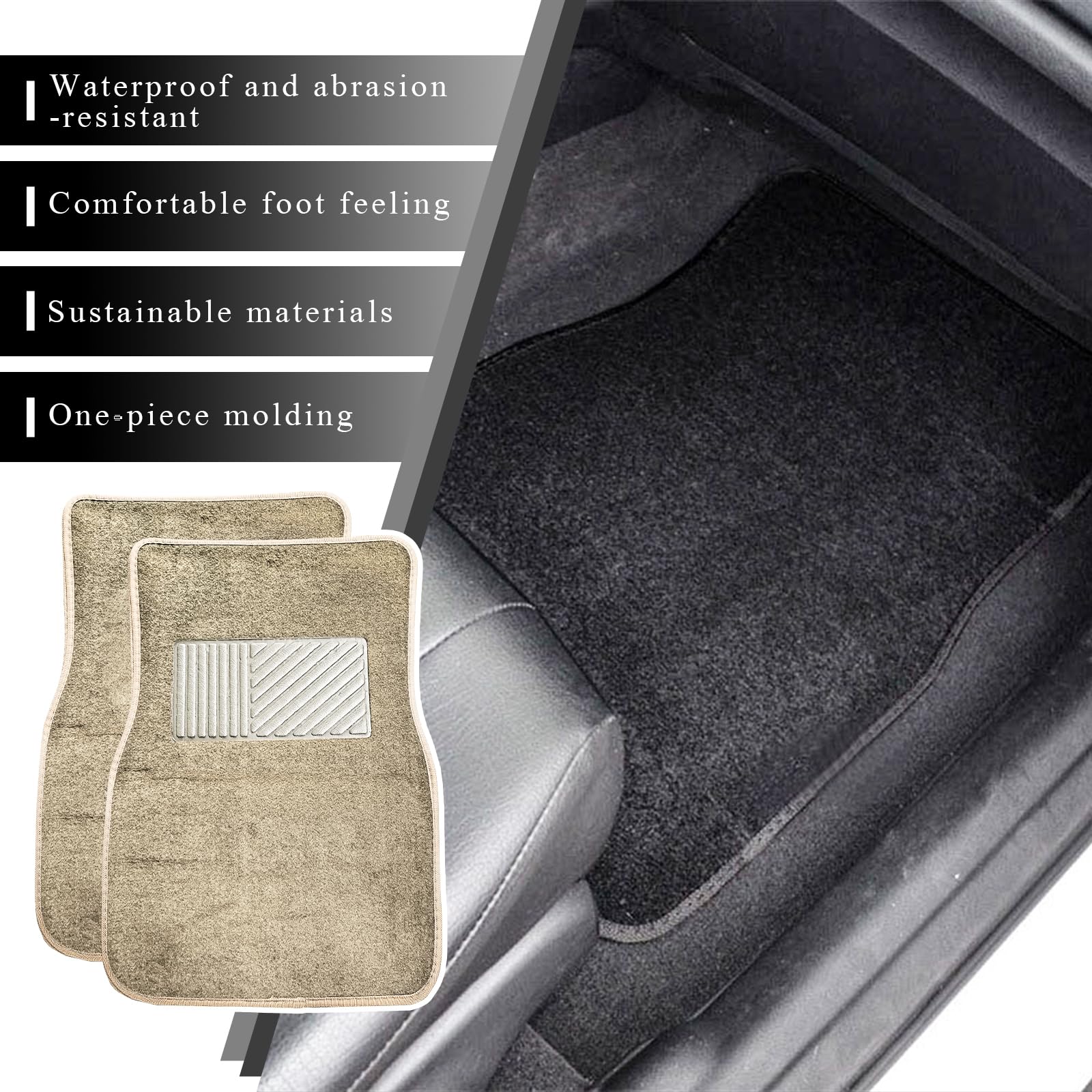 MUQIDA 4PCS Car Floor Mats Anti-Slip Waterproof Car Carpets with Safety Heel Pad Heavy Duty Floor Mat for — view 6