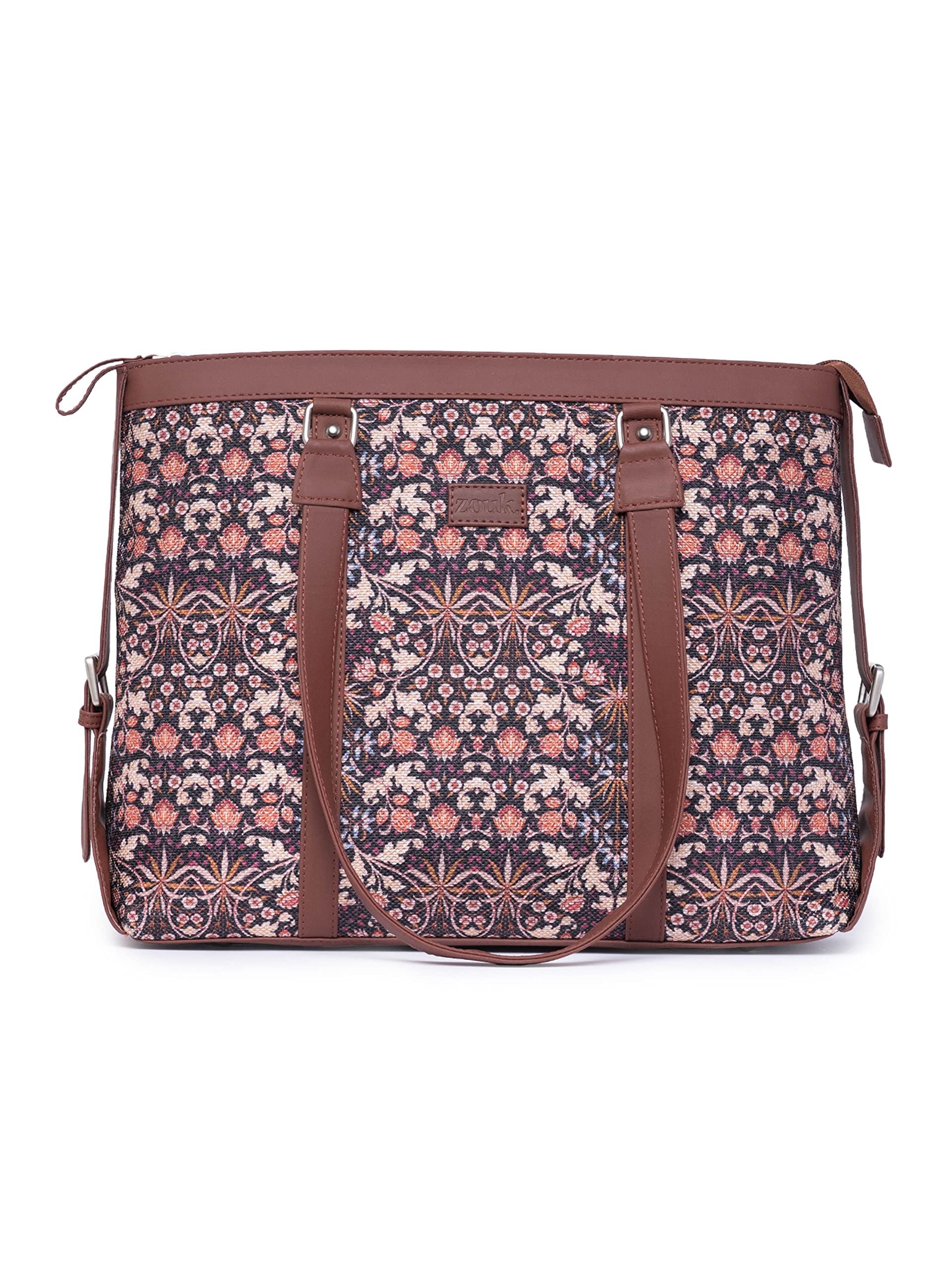 ZOUK Kashmir Blooms Floral Printed Jute Handcrafted Vegan Leather Womens Multicolor Office Shoulder Laptop Bag 15.6 inch (B0C1HLB7XG) Amazon Price History, Amazon Price Tracker