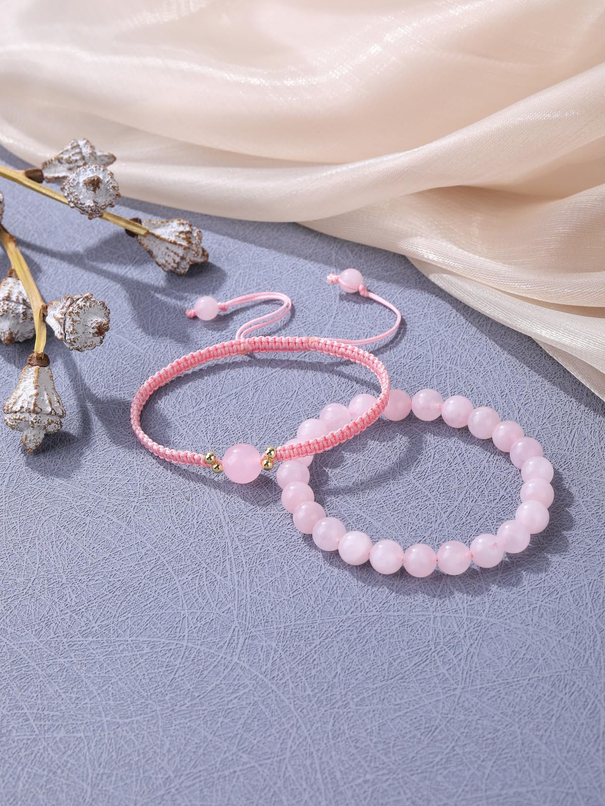 YDYDTTKD Heilkristall-Armbänder für Damen, 2 Stück Stein-Reiki-Edelstein-Perlenarmbänder für Damen, Schmuckgeschenke