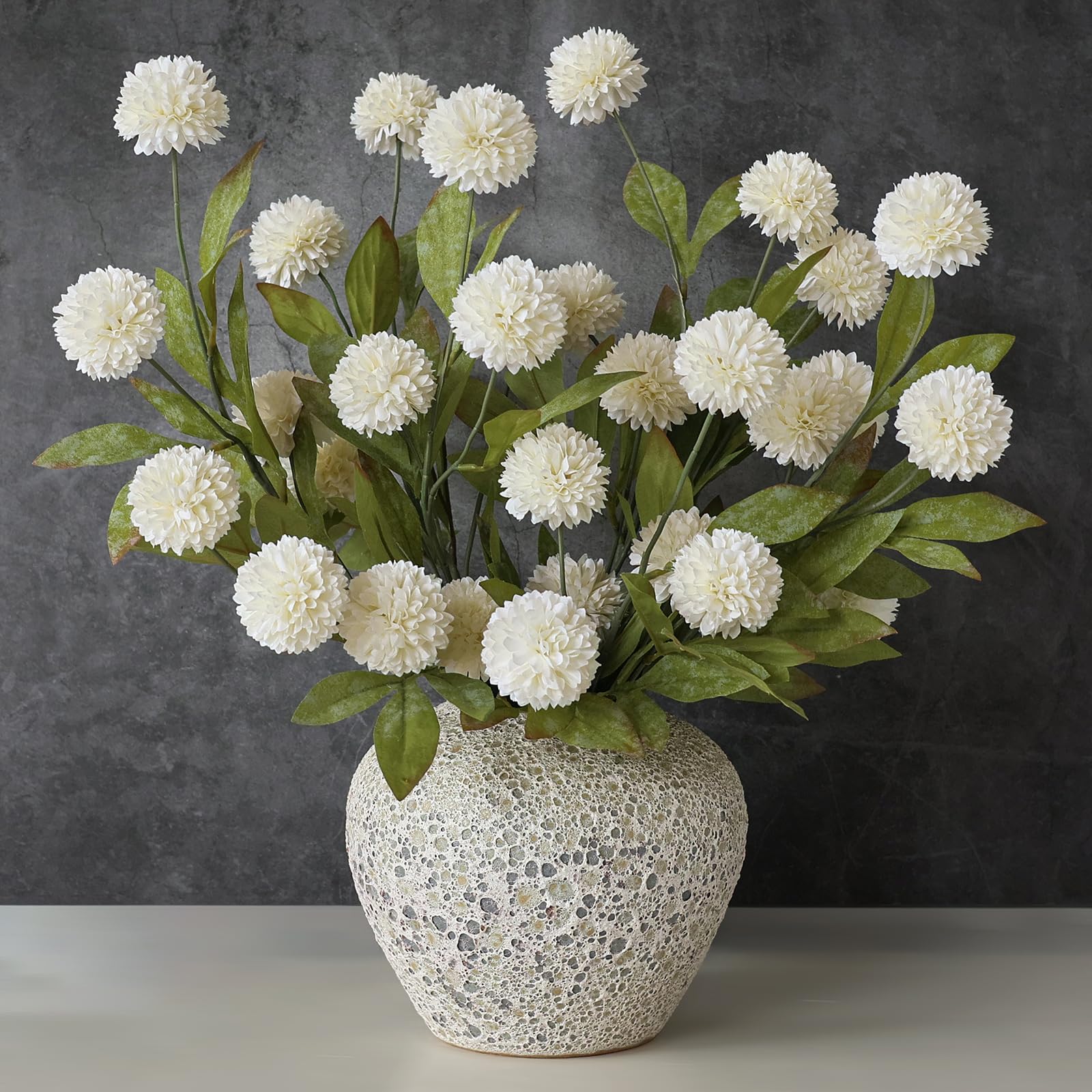 VIERENA 6 Pcs Faux Silk Pompon Mum
