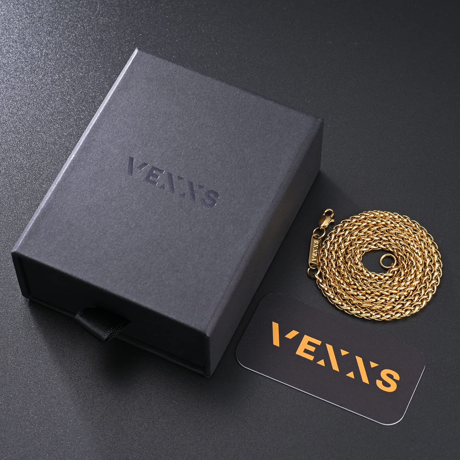 VEXXS Gliederkette Herren Goldkette,18K Gold Vergoldet Herren Kette, 3/4mm halskette für Männer,Schmuck Geschenk,46-66cm