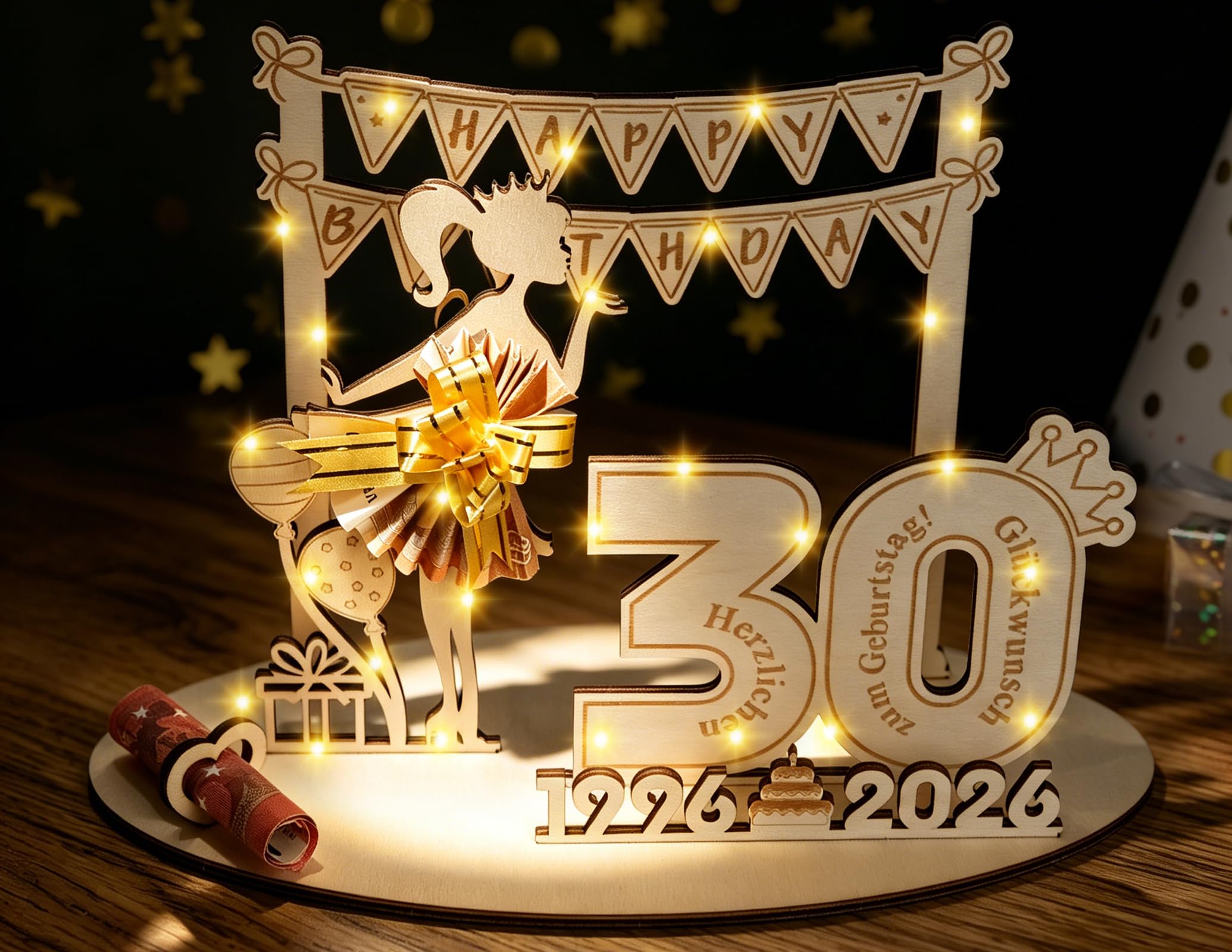 ARTREE Geldgeschenke Geburtstag Mädchen Geburtstag Geschenk Mädchen, Geldgeschenk Geburtstag Holz Schild Gästebuch, Geburtstag Mädchen