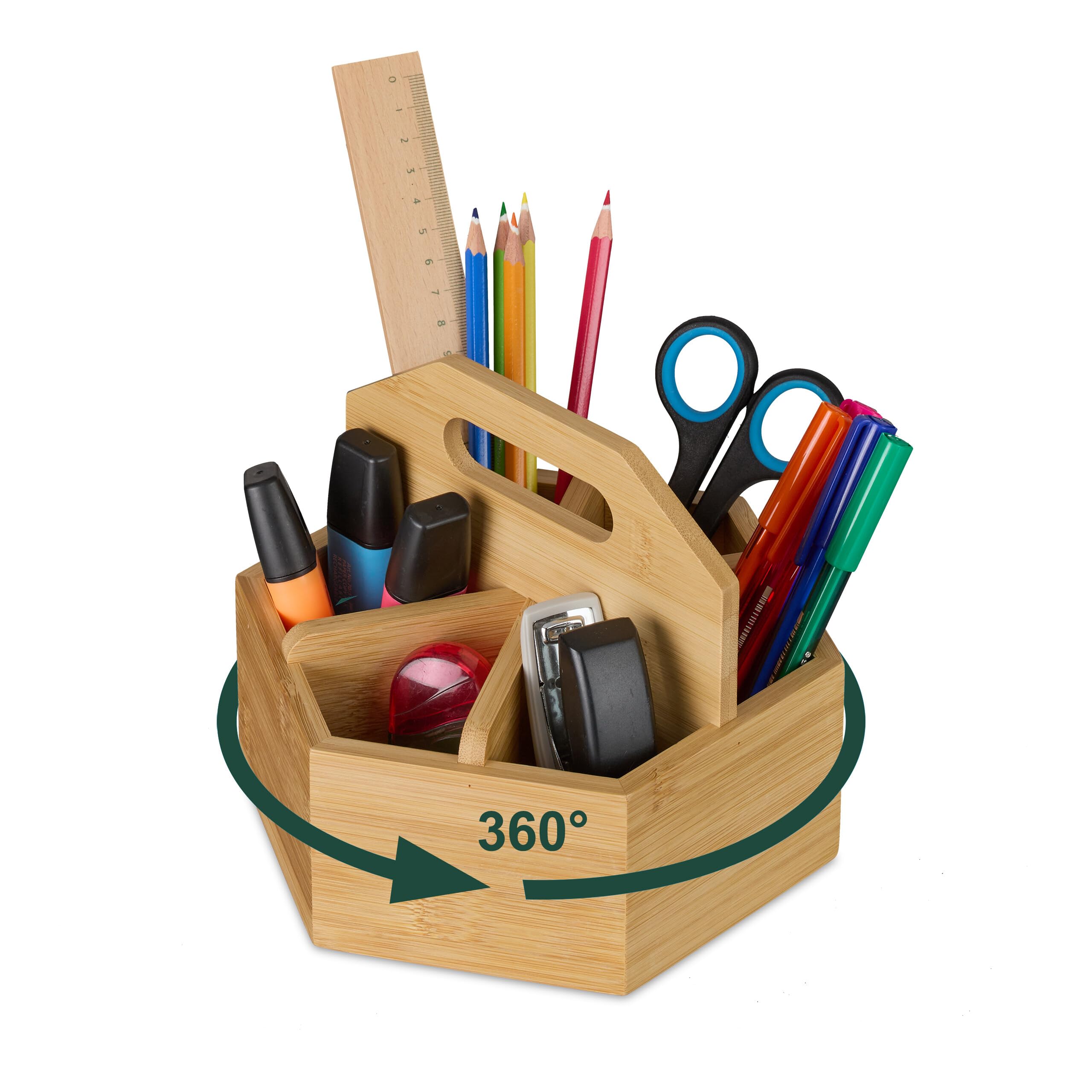 Relaxdays bureau organizer, 2 lades, 5 vakken, voor brieven & documenten, HBD 29 x 37 x 25 cm, bamboe, natuur