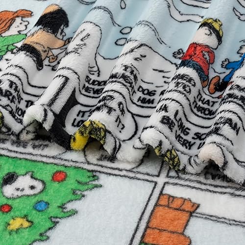 Miniatura 7 de Berkshire Blanket Peanuts VelvetLoft - Manta de felpa de Snoopy de gran tamaño para niños, tira cómica navideña de cacahuetes, color blanco