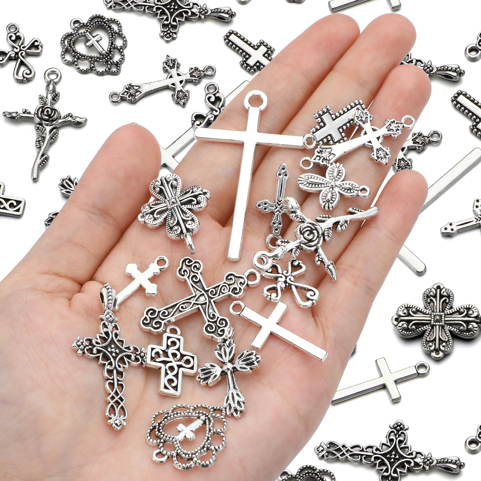 Hicarer 80 Pieces Antique Silver Pendants Charms Pendants Halloween Jewelry Making Accessory for DIY Necklace Bracelet