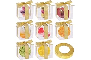 VGOODALL Cajitas Transparentes para Souvenirs con Cinta, Cajas Cubicas Transparentes PET de...