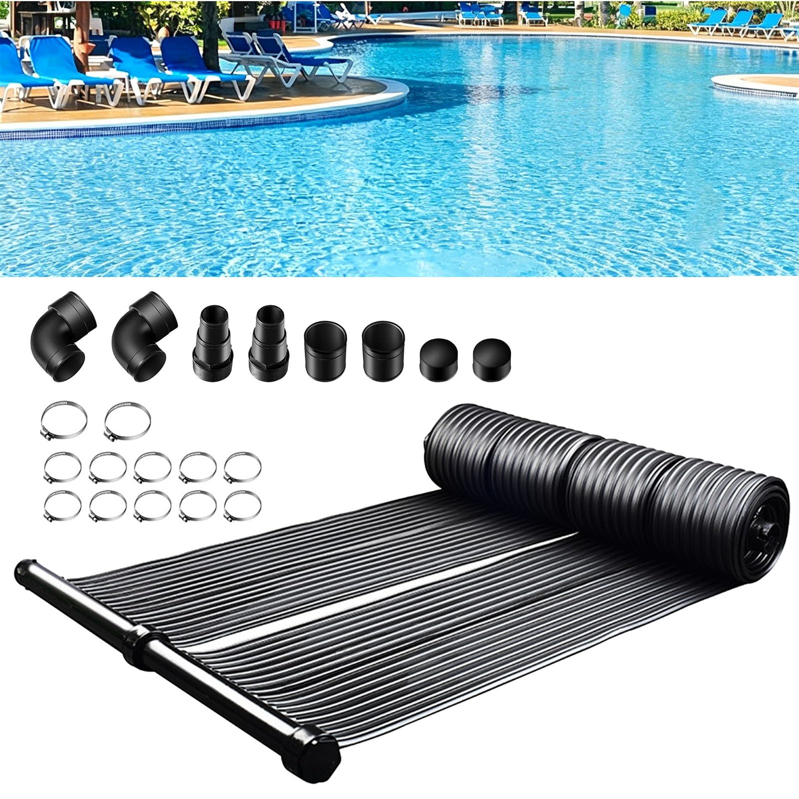 ZcxTry Solar Pool Heater, Above Ground/Inground Solar Panels for Pool Heating System, Weatherproof Swimming Pool Heaters Warmer, Portable Solar Panel Heater for Outdoor Roofs,0.33 * 3m