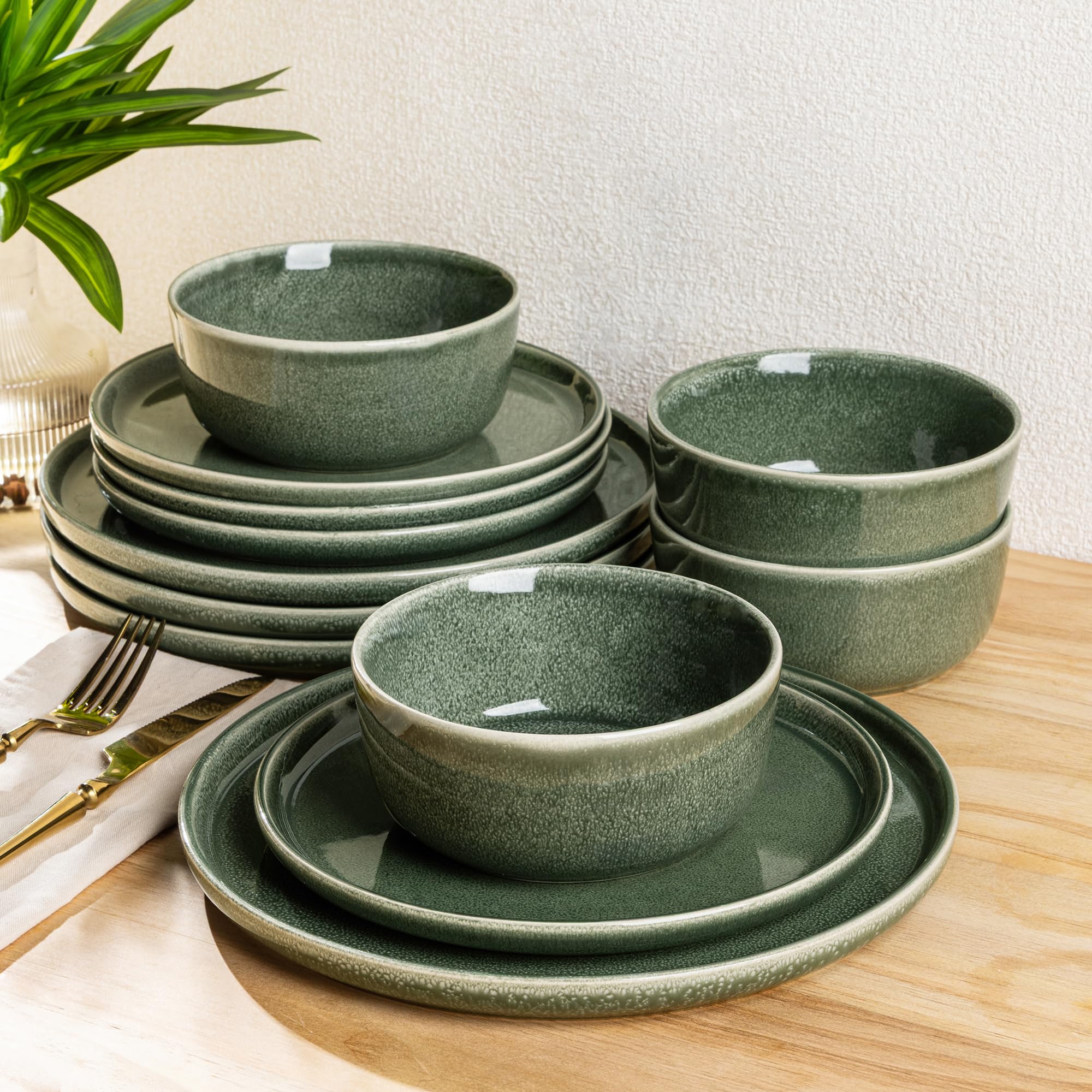 Amazon.com | AmorArc Stoneware Dinnerware Sets for 4,Round