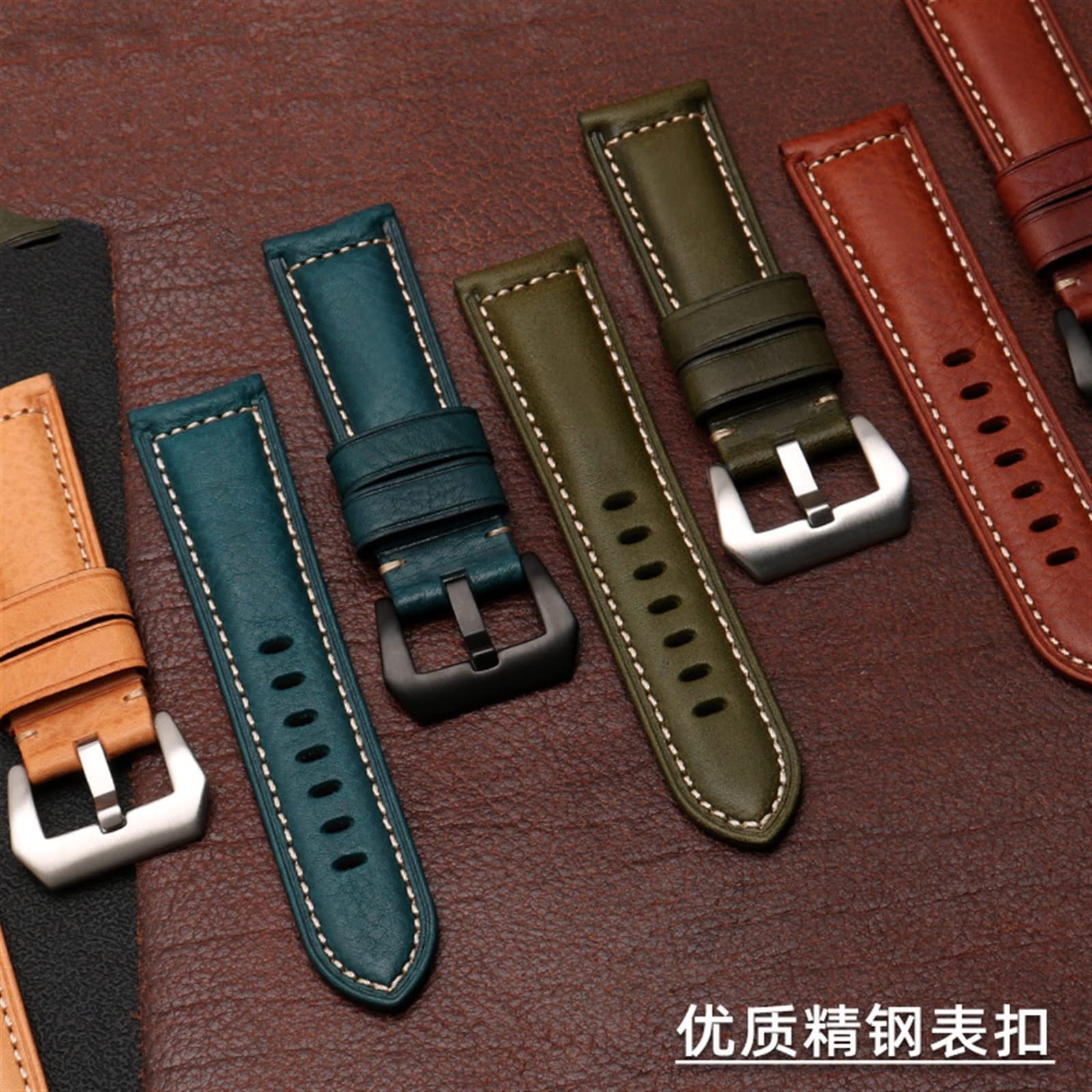 Cinturino in pelle da uomo, adatto per Panerai, Seiko, Citizen, Jeep, cinturino in pelle italiana da 22 mm, 24 mm, 26 mm