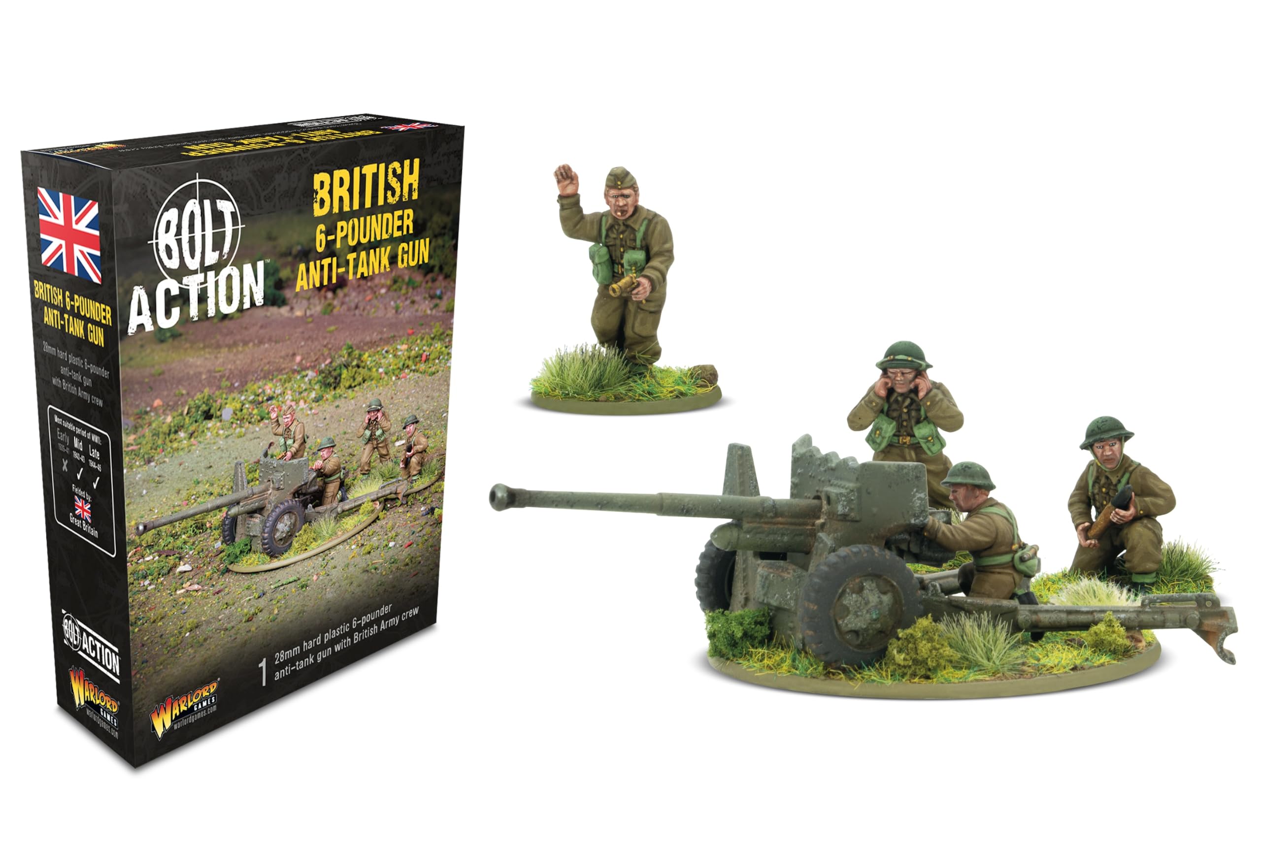 Warlord Games British Army 6-pounder Anti-tank Gun Plastic Miniature Bolt Action