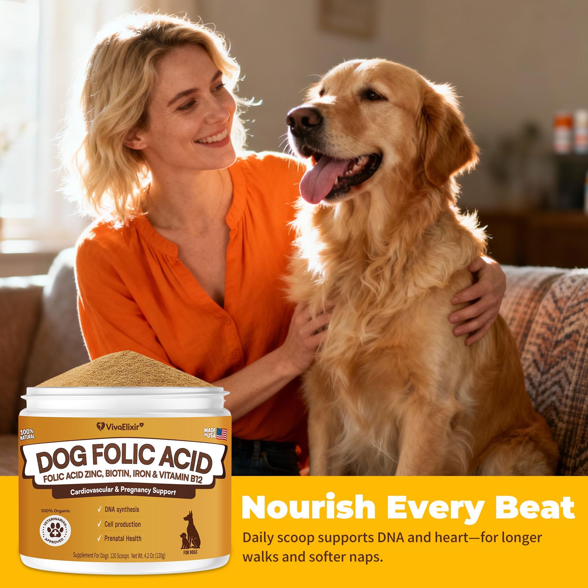 Heart Support Supplement for Dogs Aids B12& Folate Circulatory Strength, Antioxidant Cardiovascular Support, Heart Muscle Function Support DNA Synthesis & Seeking Health Prenatal 4.2oz Powder — Amazon image 7