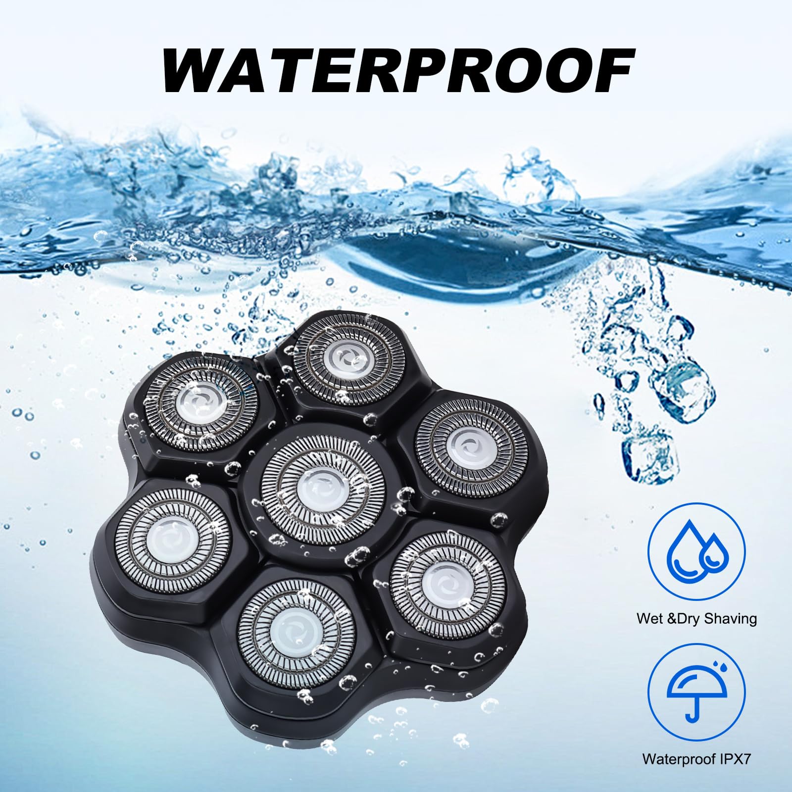 7D Magnetic Replacement Heads for Head Shavers, Wet & Dry, 2-Piece