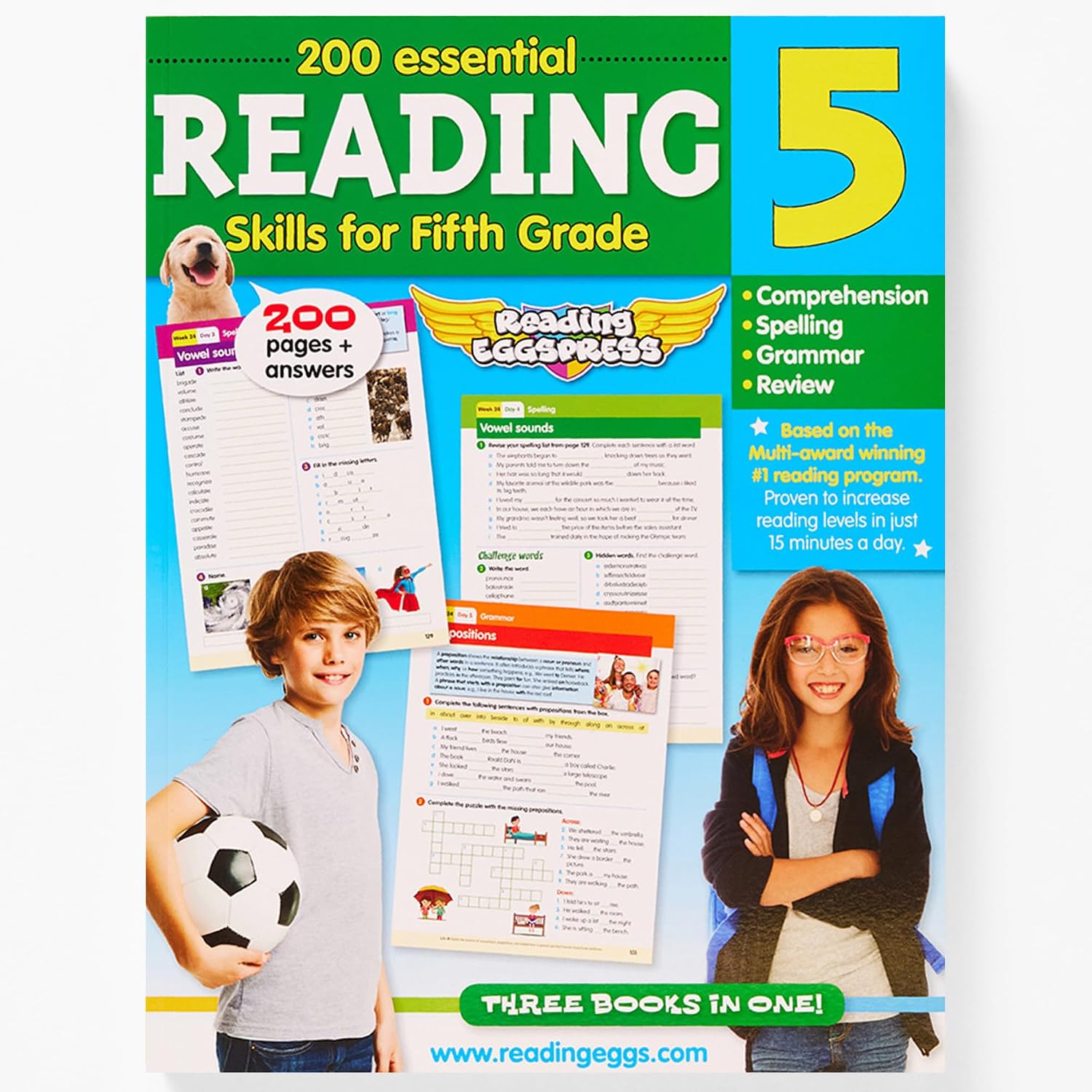 5th Grade Reading Workbook Ages 9-11 , 200 Essential Reading Lessons - Spelling, Grammar, Reading Comprehension & Practice, Worksheets + Yearly Planner, 217 Full Color Pages - Reading Eggspress