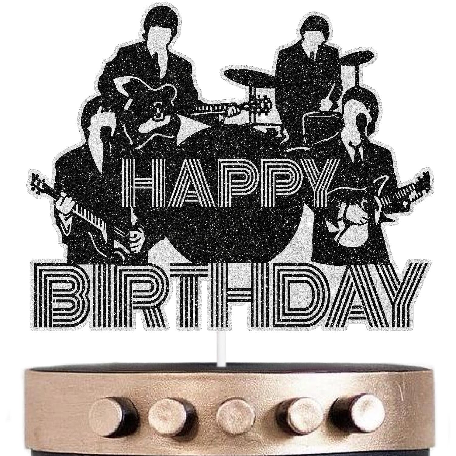 Happy Birthday Cake Topper Rock Star – Schwarz Glitzernde Dekoration Für Geburtstagskuchen & Cupcakes