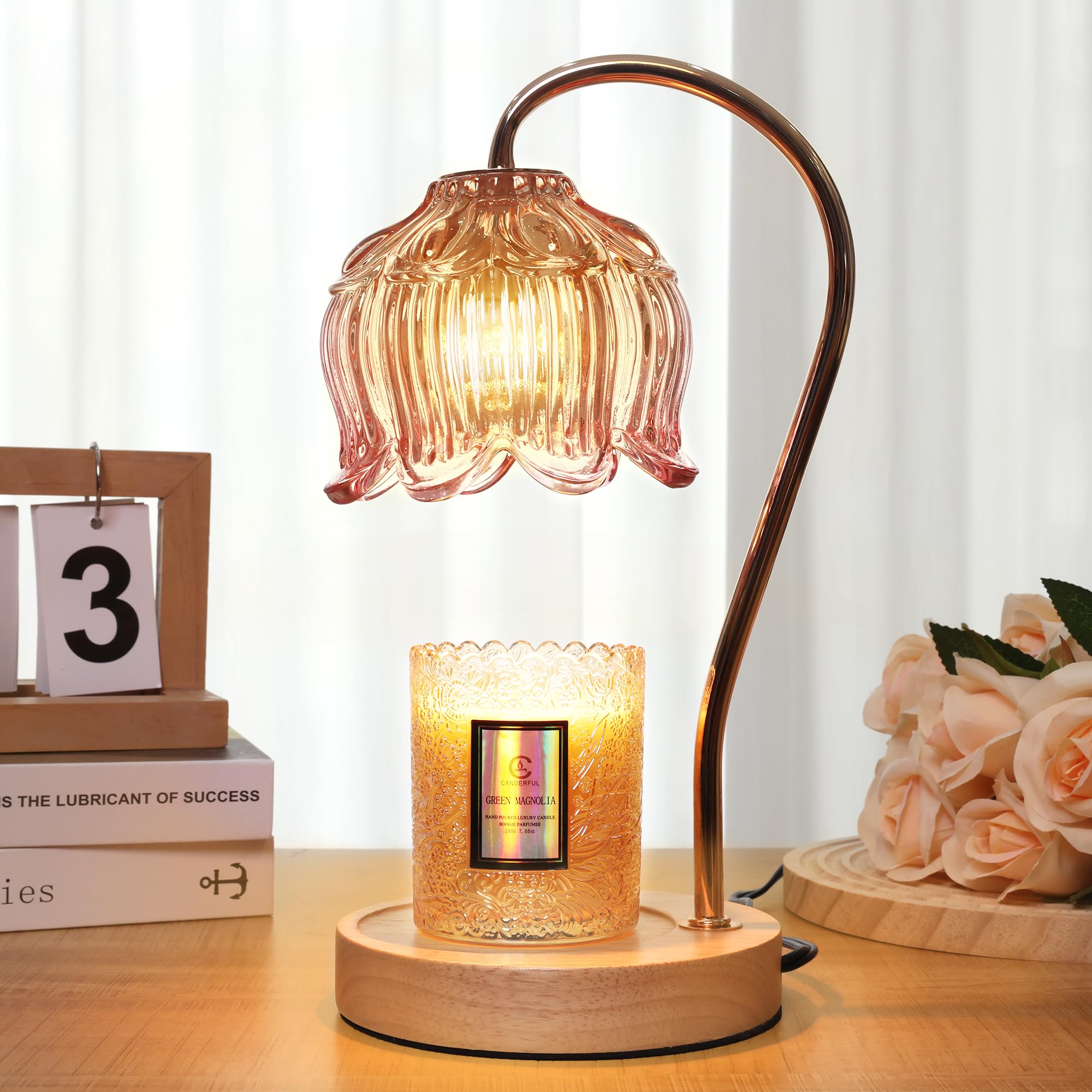 Merrtody Flower Candle Warmer Lamp with Timer，Birthday Gifts for Mom | Dimmable Electric Candle Warmer for All Jar Scented Candles - Mothers Day Gift Home Decor for Women