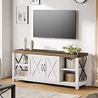 Vista 1 de IDEALHOUSE Soporte de TV de 59 pulgadas para TV de hasta 65 pulgadas, gabinete de TV de madera de granja con almacenamiento y estantes ajustables