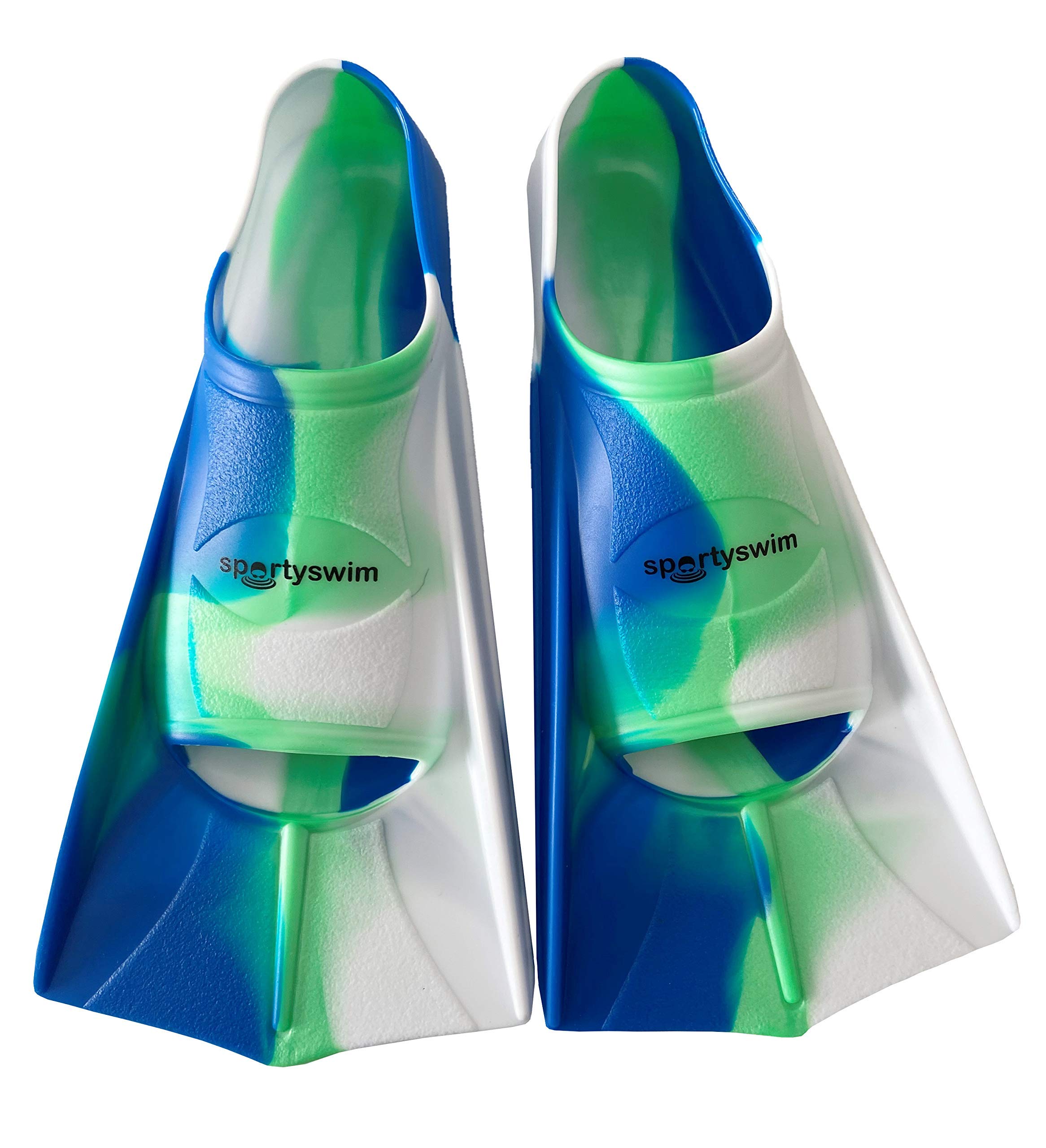SportySwim Silicone Tie-Dye Training Fins- Blue/Green/White (UK 7 to 8 EU 41-42)