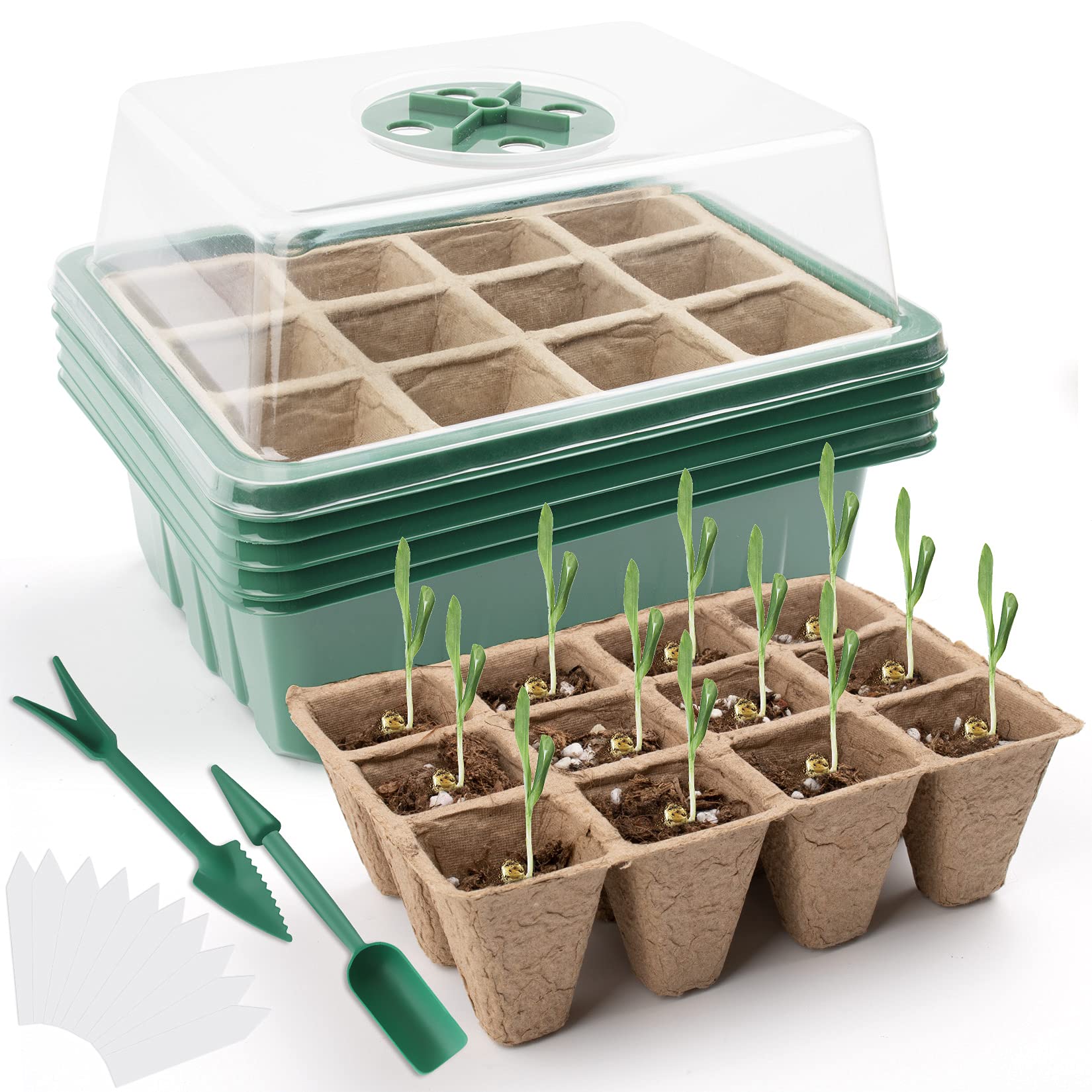 Buy 5 Pack Peat Pots for Seedlings, 60cells Seed Starter Tray, Seedling