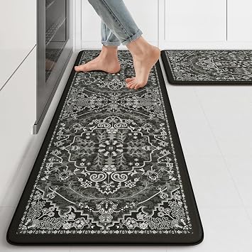 KIMODE Kitchen Mats Cushioned Anti Fatigue, Boho Kitchen Rugs Sets of 2