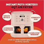 Instant Pot 4QT VORTEX 6-in-1 Mini Air Fryer, Air frites, fours, rôtis, grilles, déshydratées ou réchauffées, eau de rose, 4 Quarts