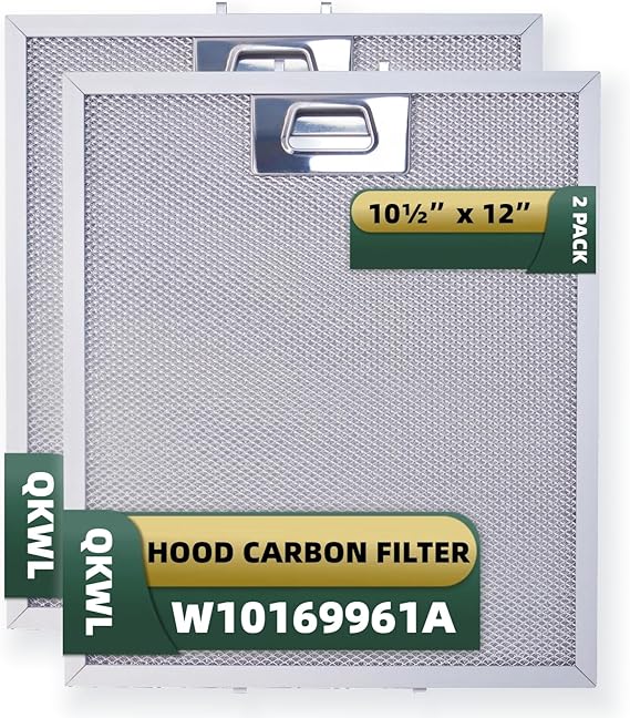 5Layer Aluminium W10169961 Upgraded Range Hood Filter for Samsung Kitchen Aid GE Ikea Thermador etc vent hood Fit for W10833076 W10875058 W10870878 W11245983 10.5x12x0.35in 2 Pack