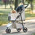 3 in 1 Folding Dog Stroller, Zoosky Pet Stroller for Small/Medium Dogs, Cat Stroller w/Removable Carrier, Car Seat, Sun Shades, Waterproof Small Dog Stroller, All Terrain Cat Stroller for 2 Cats