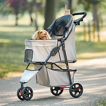 3 in 1 Folding Dog Stroller, Zoosky Pet Stroller for Small/Medium Dogs, Cat Stroller w/Removable Carrier, Car Seat, Sun Shades, Waterproof Small Dog Stroller, All Terrain Cat Stroller for 2 Cats