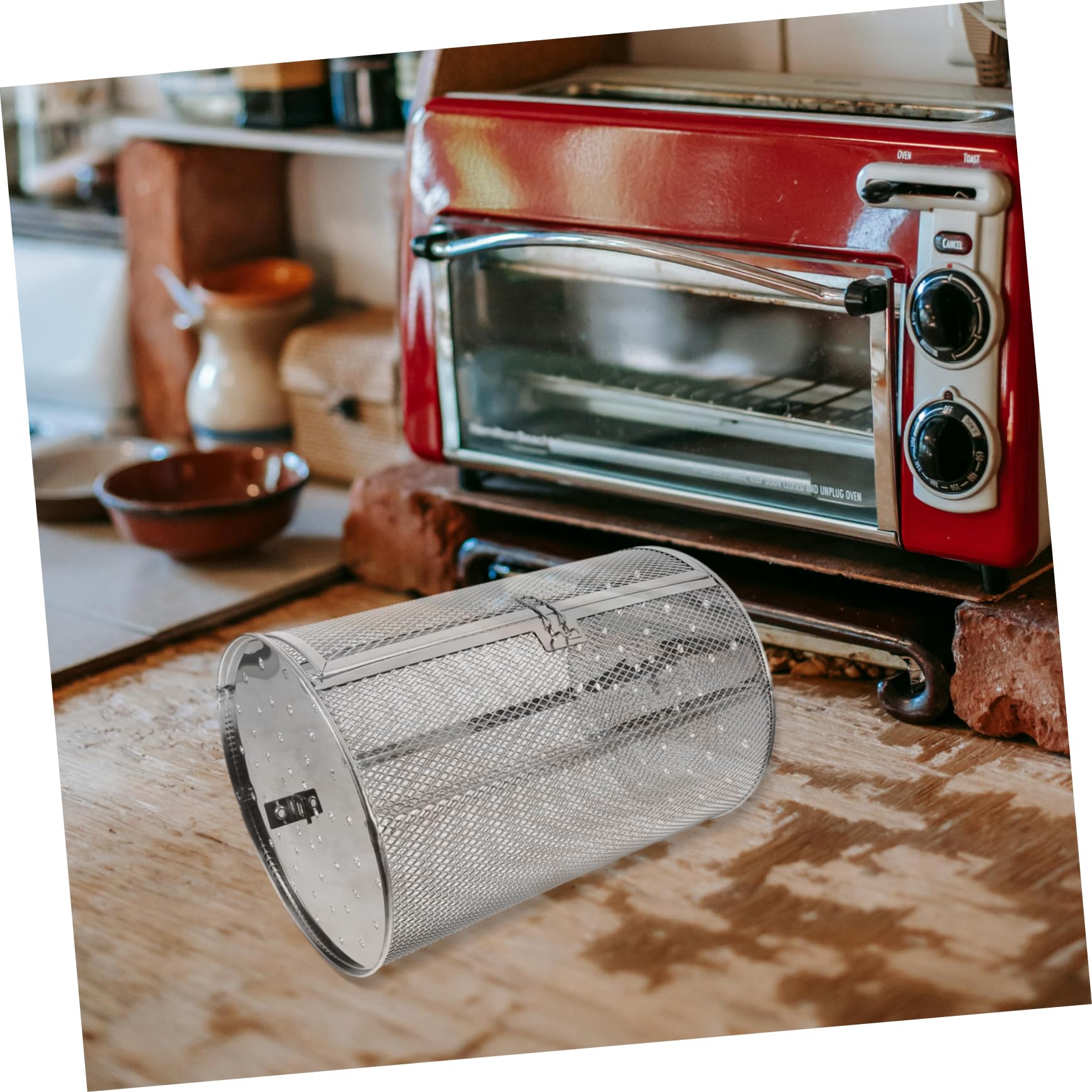Cesto Girarrosto in Acciaio Inox, Rotazione 360° per Castagne e Mandorle