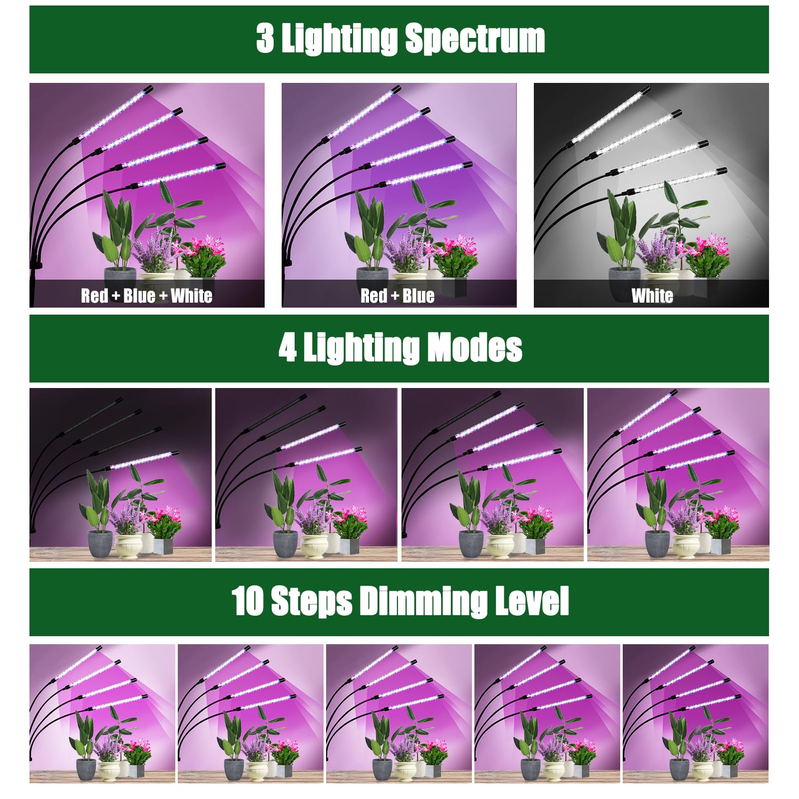Railee Lampada per Piante da Interno 120 LEDs Luce di Coltivazione a Spettro Completo Lampada da Coltivazione con Treppiede Grow Light per Semina Crescita Fioritura Fruttificazione