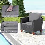 ORALNER 3 Pièces Ensemble de meubles de patio, Chaises de conversation en osier d'extérieur avec coussin, Table Acacia, Kit de bistro de rotin pour jardin de balcon côté piscine de porc (Gray)