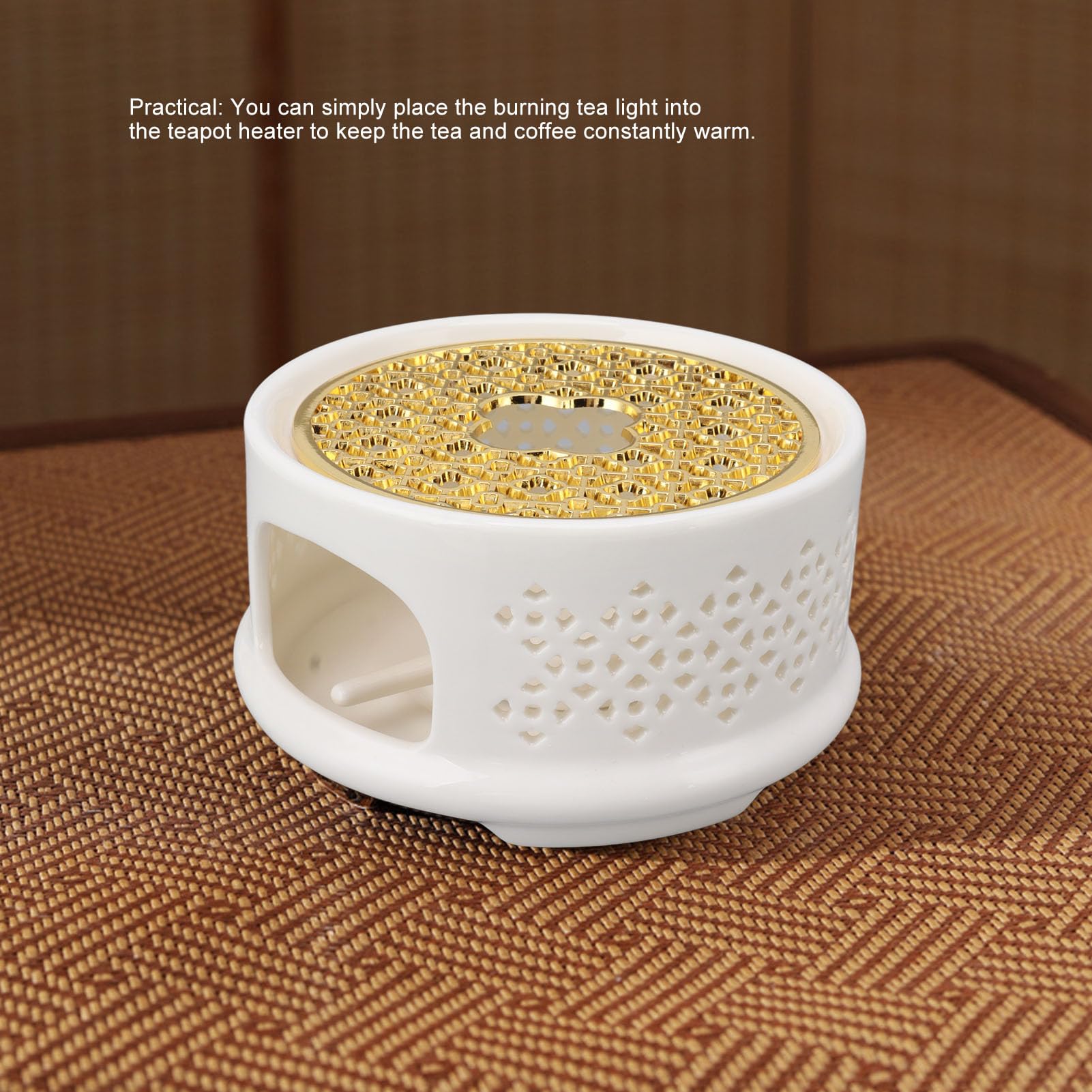 Scaldateiera, Scaldateiera Riutilizzabile con Portacandela, Nuovo Set Scaldateiera in Ceramica per Riscaldare Tè, Caffè, Tè (White)